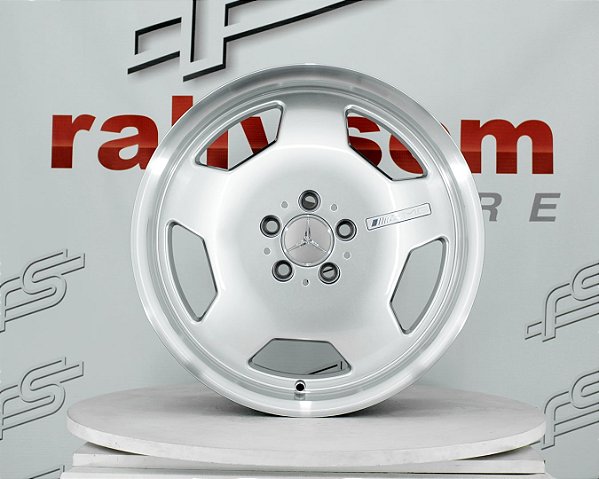 Jogo de Roda Mercedes Monobloco AMG Prata Brilhante Borda Diamantada 5x112 - 19x8,5 e 18x9,5 Offset 35 (Nv)