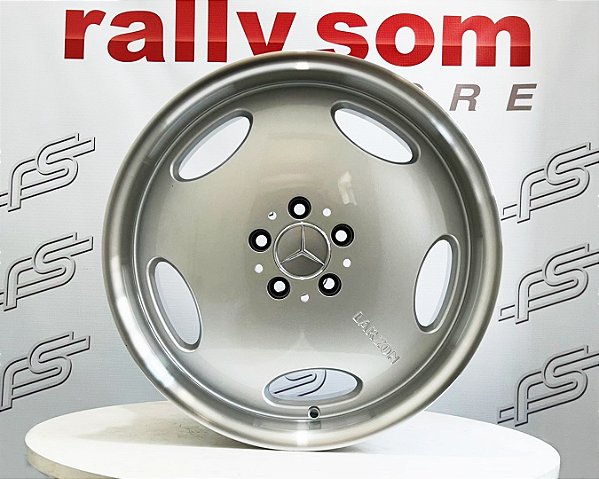 Jogo de Roda Mercedes Monobloco LARSON Prata Brilhante Borda Diamantada 5x112 - 19x8,5 e 19x9,5  Offset 35 (Nv)