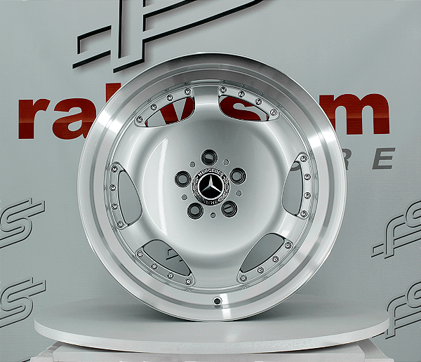 Jogo de Roda Mercedes Monobloco  Prata Brilhante Borda Diamantada 5x112 - 18x8,5 e 18x10 Offset 17 e 18 (Nv)