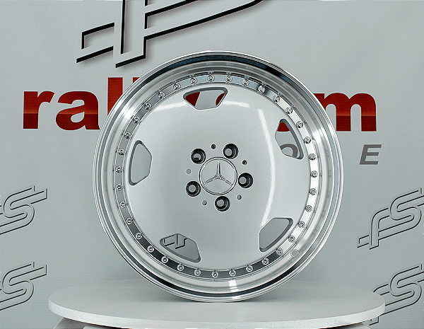 Jogo de Roda Mercedes Monobloco Prata Brilhante Borda Diamantada 5x112 - 18x8,5 e 18x9,5 Offset 32 e 35 (Nv)
