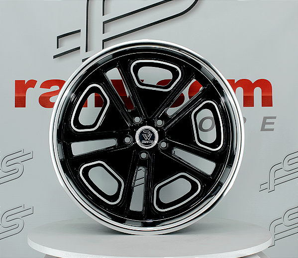 Jogo de Rodas RW Del Ray Preta Borda Polida aro 20x8 e 22x8,5 / Furação 5x114 ,3 / Off-set 0