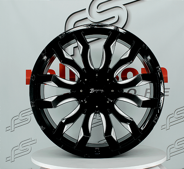 Jogo de Roda  buyang Preto Diamantada Blank - 24x10 Offset 24 (Nv)