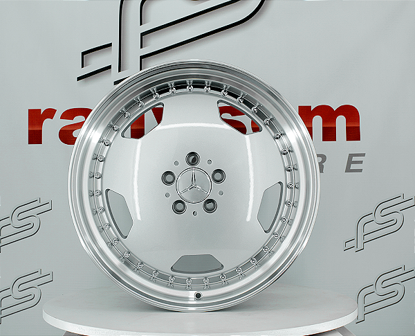 Jogo de Roda Mercedes Monobloco  Prata Brilhante Borda Diamantada 5x112 - 19x8,5 e 19x9,5 Offset 35 (Nv)