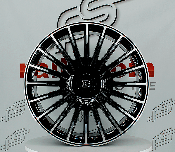 Jogo de Roda Brabus Preto Diamantada 5x112 - 24x10 Offset 35 (Nv)
