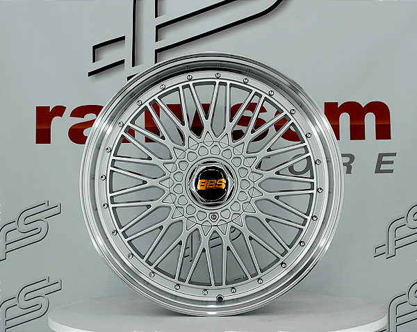 Jogo de Roda BBS  Prata  borda polida 5x112 - 19x8,5 Offset 38 (Nv)