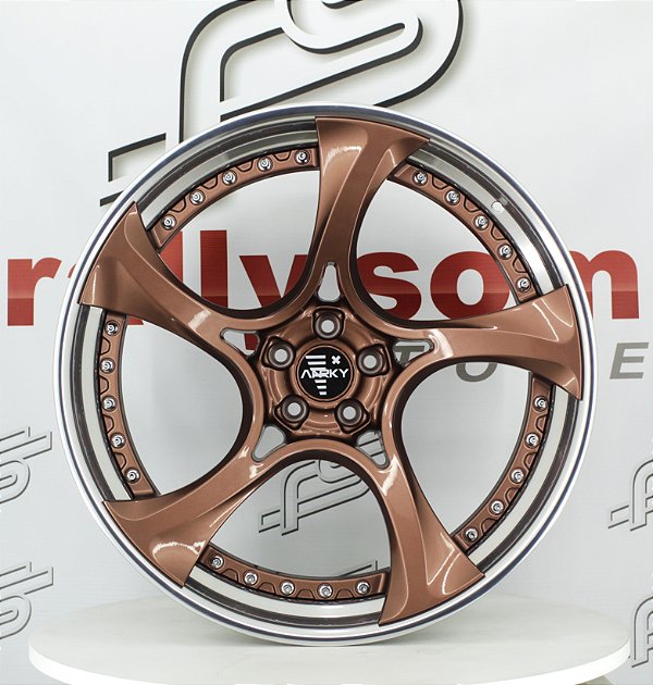 Jogo de Roda Anrky P/ Audi Rs6 Gold Champagne Borda Polida 5x112 - 22x11 Offset 15 (Nv)