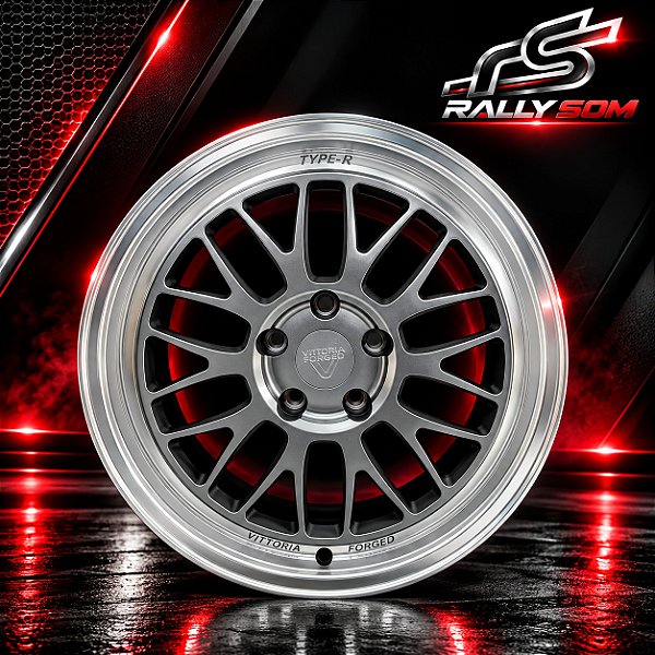 Jogo de Roda Honda Type-R Preto Borda Diamantada 5x120 - 19x9,5 Offset 60 (Nv)