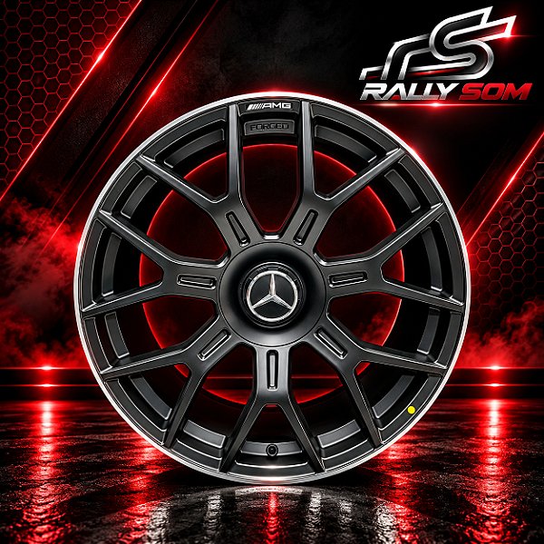 Jogo de Roda Mercedes GLC 63 AMG Preto Fosco Borda Diamantada 5x112 - 21x9,5 e 21x10 Offset 32 e 24 (NV)