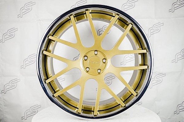 Jogo De Rodas GFG Grest Dourada Borda Cromo 5x112 -22x9 e 22x10,5