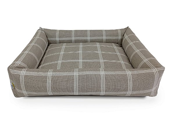 Cama Cachorro Xadrez Bege