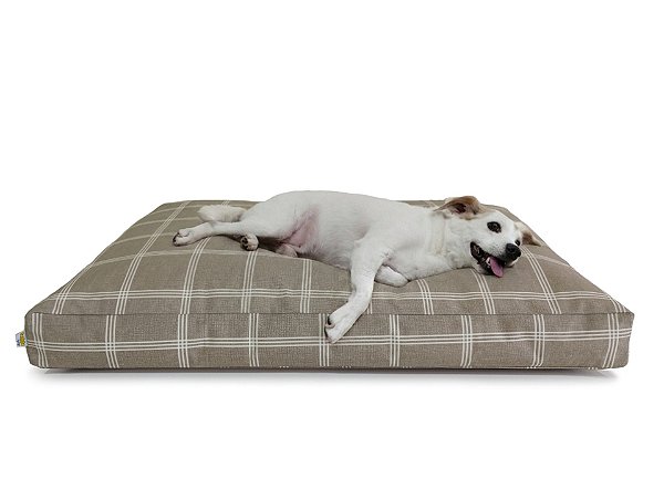 Futon Cachorro Grande Xadrez Bege
