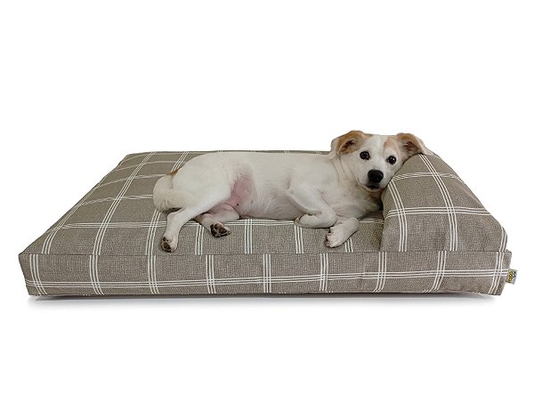 Cama Divã para Cachorro Xadrez Bege