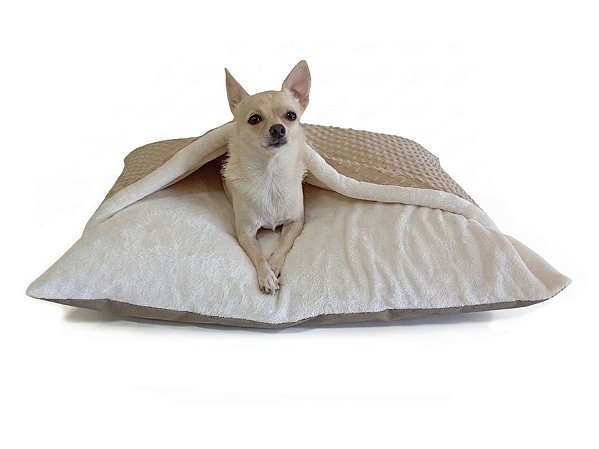 Saco de Dormir Pet com Cobertor Fleece Bubble Bege e Off White