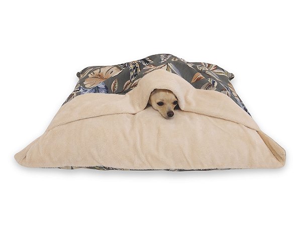 Cama Pet Saco de Dormir com Pelúcia Botanic