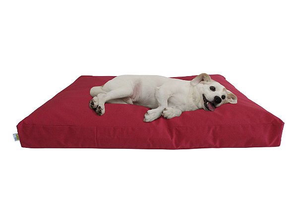 Almofada Futon para Cachorro Impermeável Acquablock Vermelho Bordô