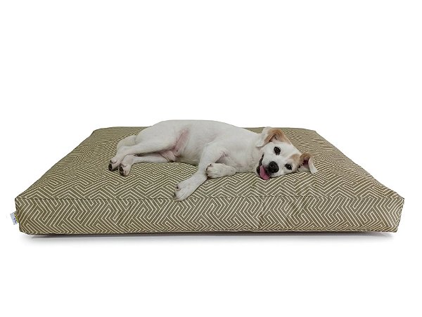 Futon Cachorro Grande Geométrico Oliva