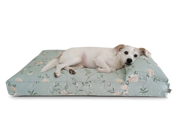 Cama Divã para Cachorro Floral Verde