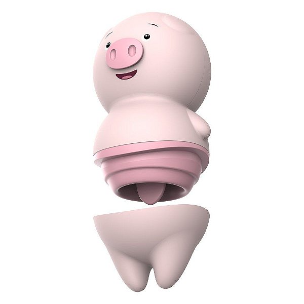 Vibrador em  Formato de Porquinho com  Estimulador - Pilha