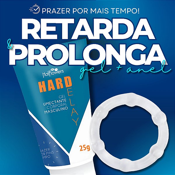 COMBO GEL MASCULINO HARDELAY RETARDA E PROLONGA + ANEL PENIANO PROLONGADOR