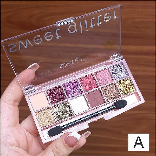 Paleta De Sombra Sweet Glitter 12 cores Belle Angel