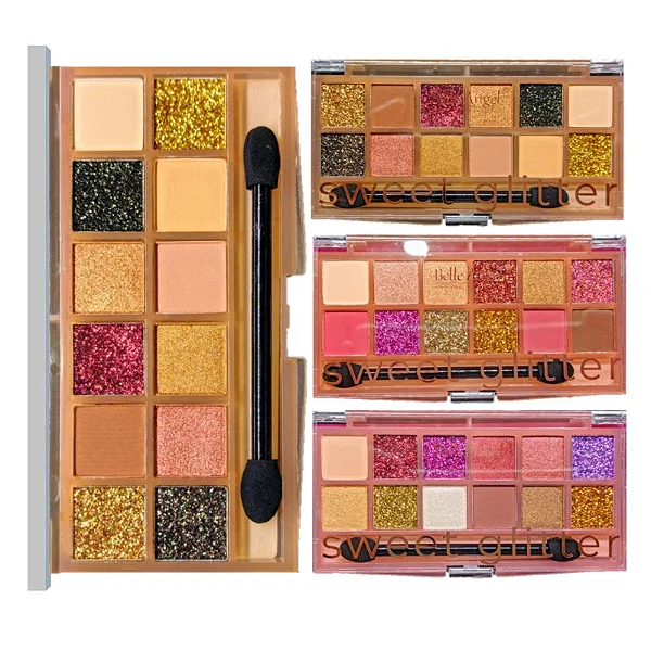 Paleta De Sombra Sweet Glitter 12 cores Belle Angel