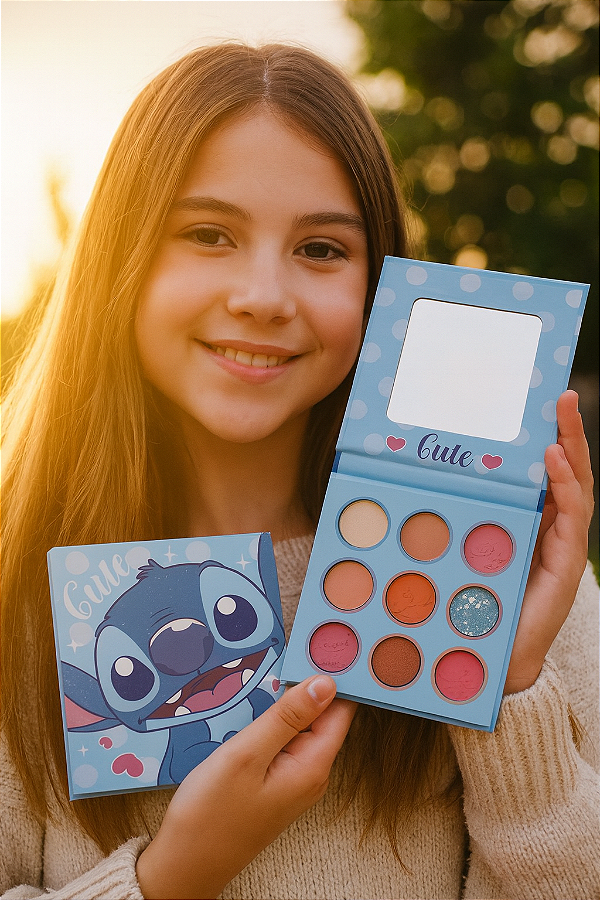 Paleta De Sombra Stitch 9 Tons Maquiagem Infantil Juvenil