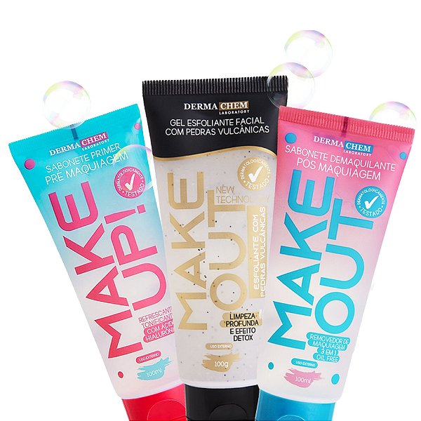 Combo Pré e Pós Maquiagem + Esfoliante Pedras Vulcânica Dermachem