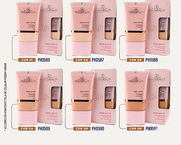 BASE MATTE ALTA COBERTURA EFEITO MATTE - Phállebeauty