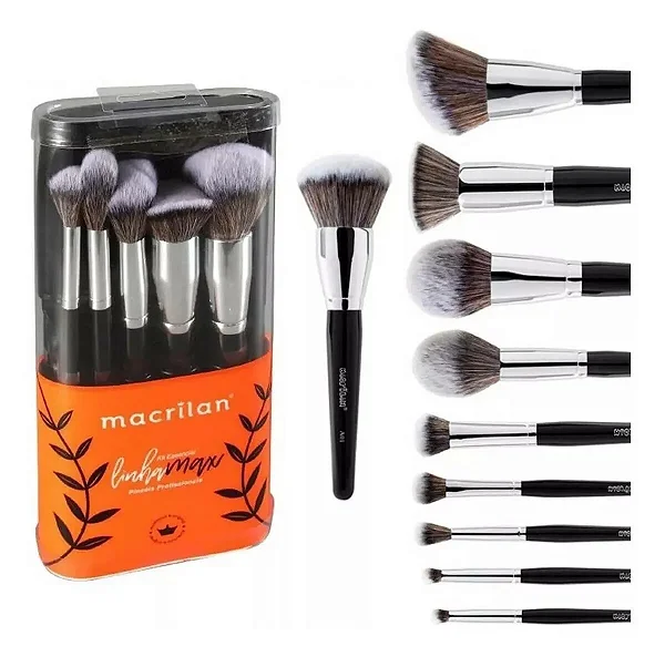 KIT MAX COM 10 PINCÉIS PROFISSIONAIS E NECESSÁIRE MACRILAN