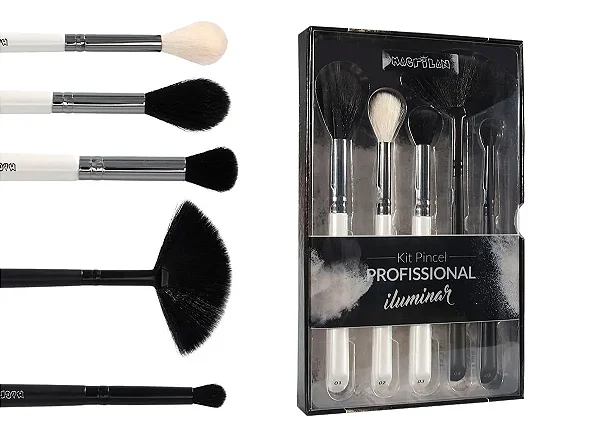 KIT COM 5 PINCÉIS PROFISSIONAIS PARA ILUMINAR MACRILAN