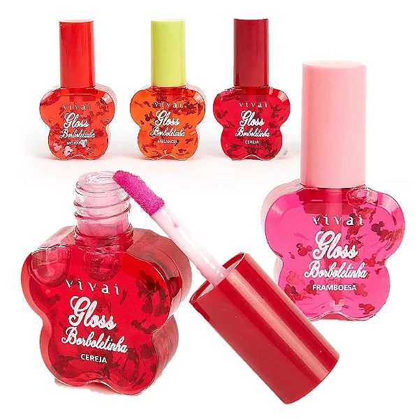 Lip Gloss Teen Leve Rosadinho Formato de borboleta Vivai