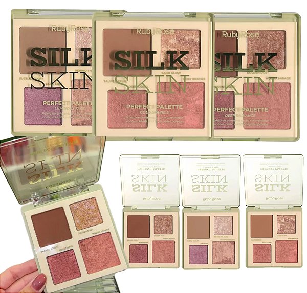 PALETA DE CONTORNO, BLUSH E ILUMINADOR SILK SKIN RUBY ROSE