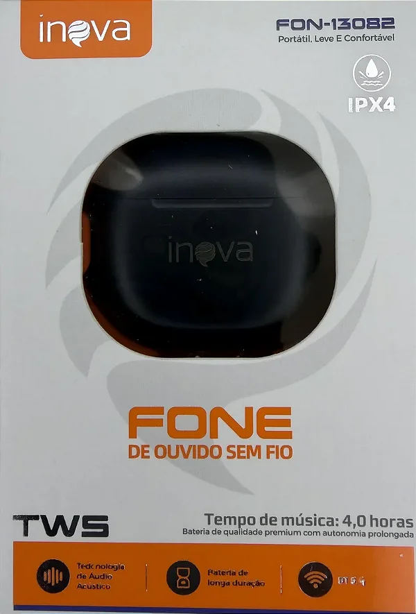 FONE BLUETOOTH INOVA TWS FON-13082 ATÉ 4H DE MÚSICA