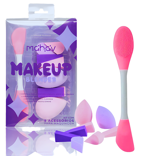 KIT MAKEUP BLENDER 8 ESPONJINHAS + 1 ESPÁTULA LAVÁVEIS MAHAV