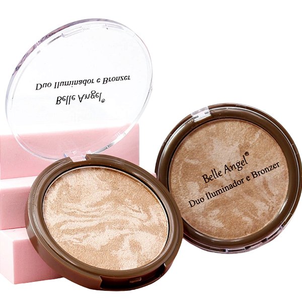 DUO ILUMINADOR E BRONZER MARMORIZADO GLOW NATURAL BELLEANGEL