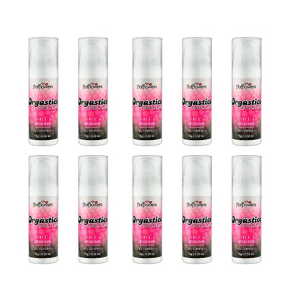 Gel Excitante Orgástico Lubrificante Feminino 15g Hot Flowers - Kit 10UN