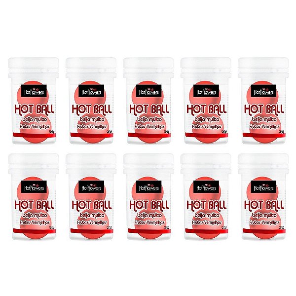 Hot Ball Dupla Beija Muito - Frutas Vermelhas - Kit 10UN