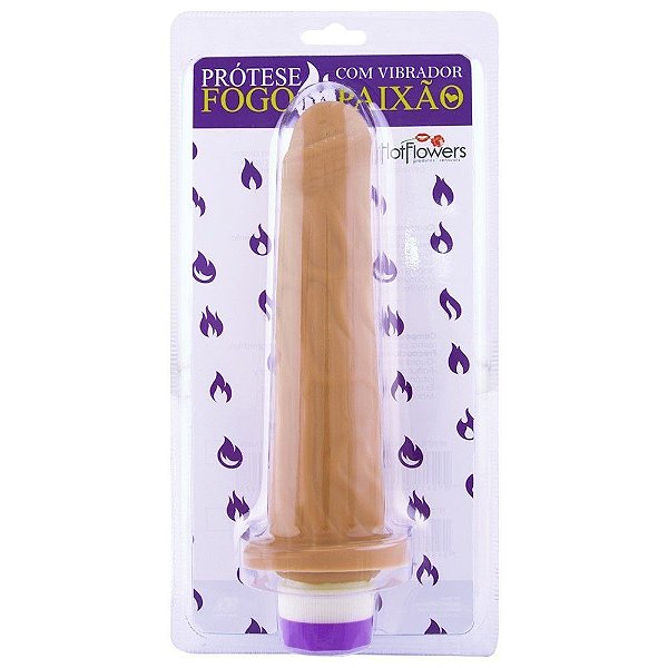 Penis com vibrador fogo da paixão 18,5 x 4,5 cm