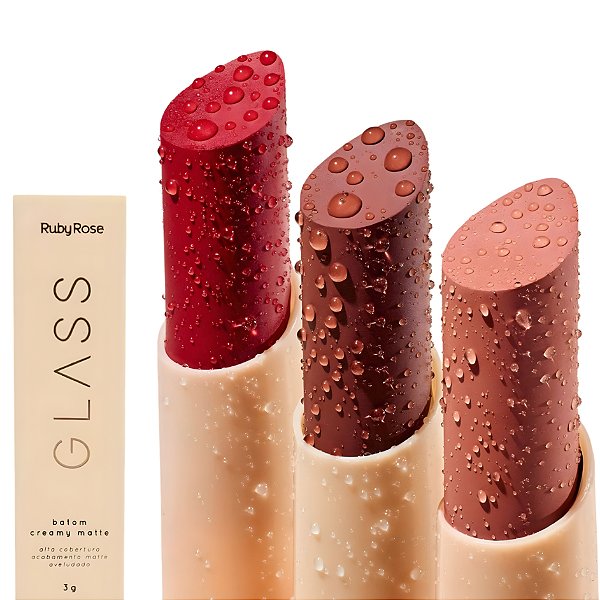 BATOM GLASS CREAMY MATTE RUBY ROSE VITAMINA E + KARITÉ