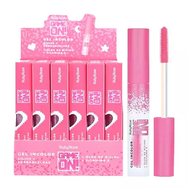 BOX GAME ON GEL INCOLOR CÍLIOS E SOBRANCELHAS RUBY ROSE 24 UNID.
