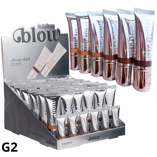 BOX G2 BASE LÍQUIDA OH MY SKIN! BLOW RUBY ROSE 36 UNID. - IDEAL PARA PELE PARDA/NEGRA