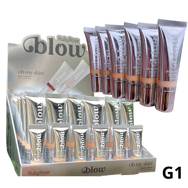 BOX G1 BASE LÍQUIDA OH MY SKIN! BLOW RUBY ROSE 36 UNID. - IDEAL PARA PELE BRANCA