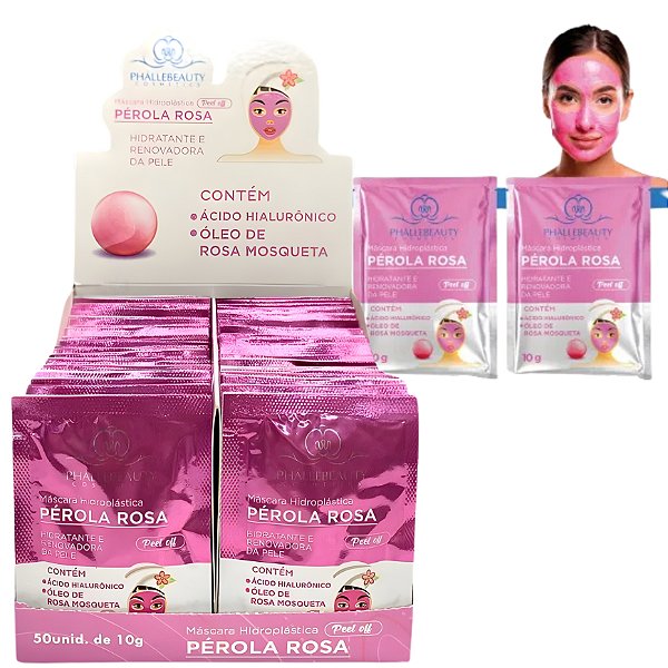 BOX SACHÊ PÉROLA ROSA MÁSCARA FACIAL PEEL OFF PHALLEBEAUTY - 50 UNID.