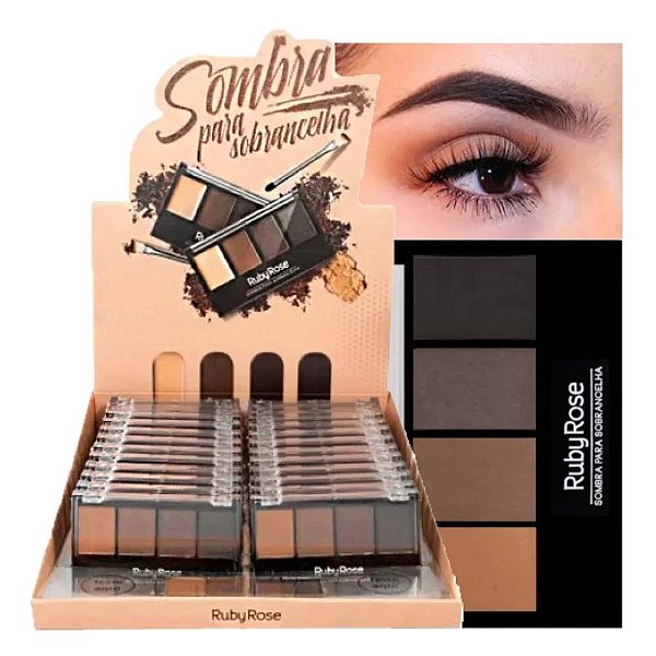 BOX SOMBRA PARA SOBRANCELHAS COM FIXADOR RUBY ROSE 24 UND