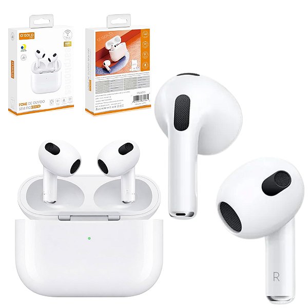 FONE BLUETOOTH TWS SEM FIO TOUCH COM CASE E MICROFONE A GOLD
