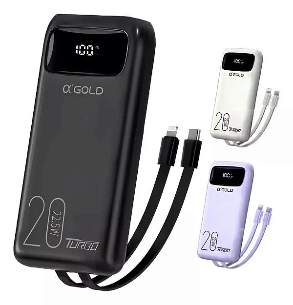 CARREGADOR PORTÁTIL POWER BANK 20000MAH TURBO 22.5W A GOLD