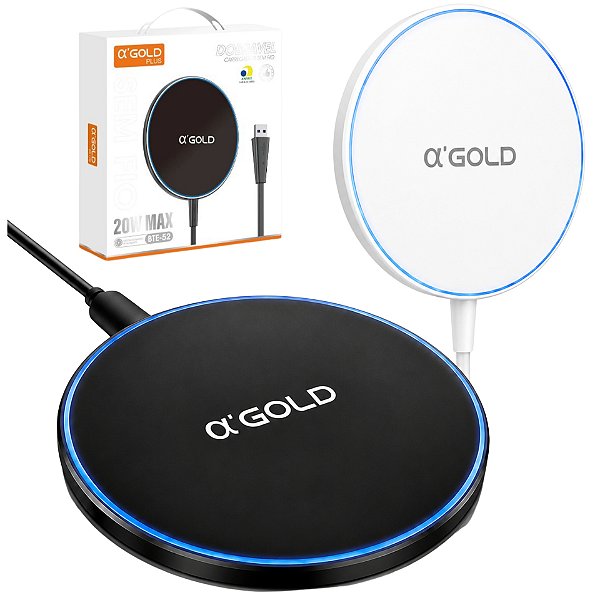 CARREGADOR MAGNÉTICO A'GOLD 20W TURBO SMART IPHONE ANDROID