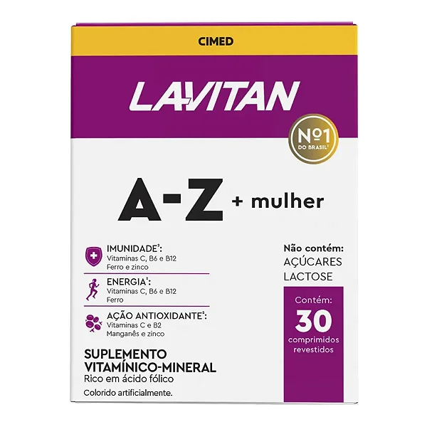 SUPLEMENTO A-Z MULHER VITAMINAS E MINERAIS 30 COMP LAVITAN