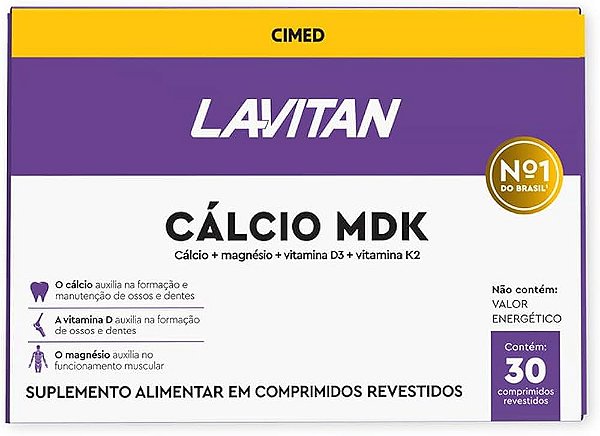 LAVITAN CÁLCIO MDK OSSOS E MÚSCULOS FORTES 30 COMPRIMIDOS