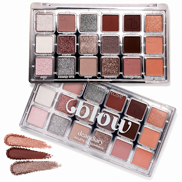 PALETA DE SOMBRAS DEAR DIARY 18 TONS MATTE GLITTER RUBY ROSE